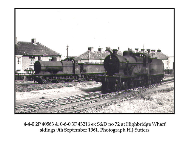 4-4-0 2P 40563 & 0-6-0 3F 43216 ex S&D no 72 at Highbridge Wharf 9 9 61