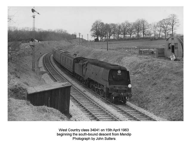 West Country class 34041 'Wilton' on down train 15.4.63