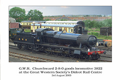 GWR 2-8-0 goods locomotive no. 3822 at Didcot 3.8.2005