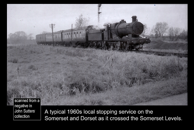 GWR 0-6-0 on the S&D traversing the Somerset Levels in 1964