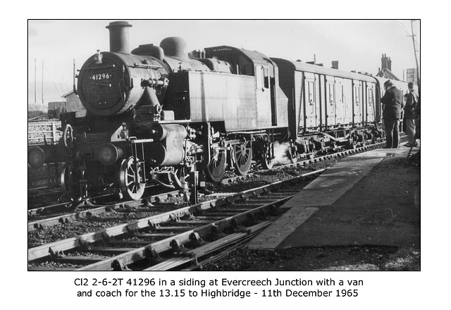 BR Class2 2-6-2T 41296 at Evercreech Junction on 11.12.1965