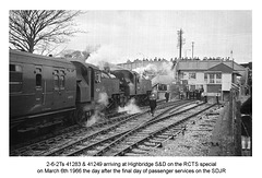 S&D  41249 & 41283 arrive at Highbridge on the RCTS tour, the day after the final day of passenger service - 6.3.1966