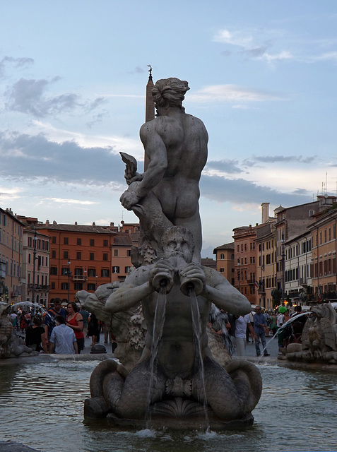 Detail of the Fountain of the Moor in Piazza Navona, July 2012