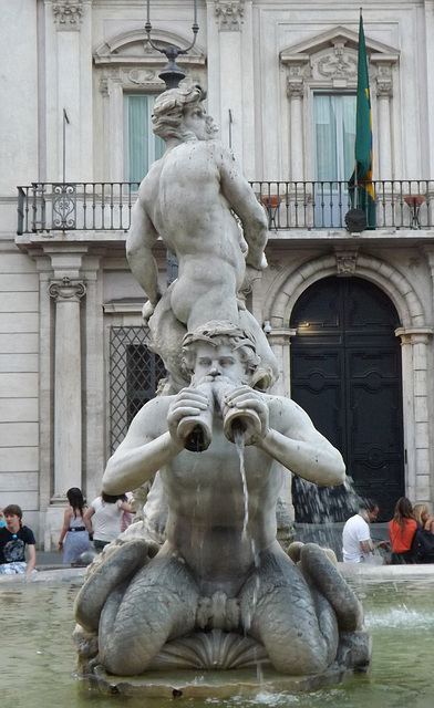 Detail of the Fountain of the Moor in Piazza Navona, July 2012