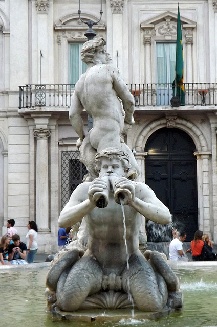 Detail of the Fountain of the Moor in Piazza Navona, July 2012