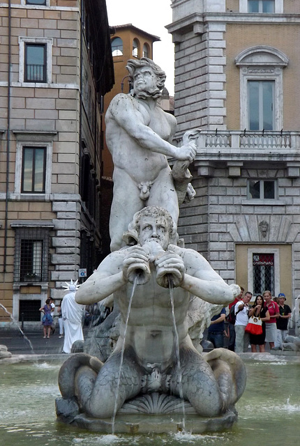 Detail of the Fountain of the Moor in Piazza Navona, July 2012