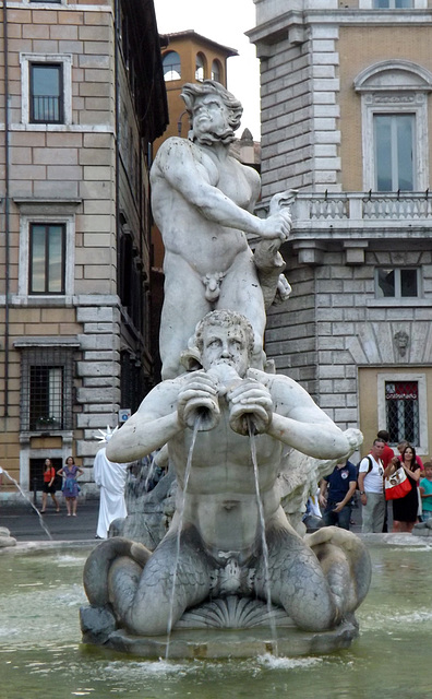 Detail of the Fountain of the Moor in Piazza Navona, July 2012