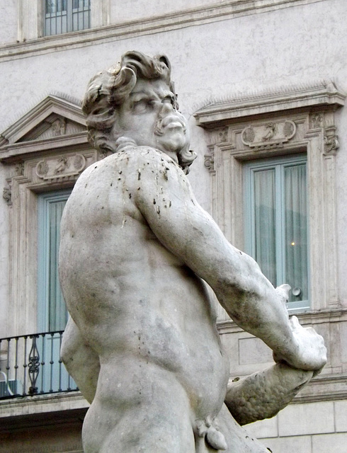 Detail of the Fountain of the Moor in Piazza Navona, July 2012