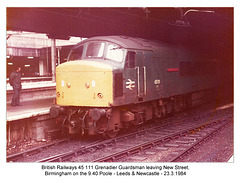 BR 45 111 - New Street, Birmingham - 23.3.1984