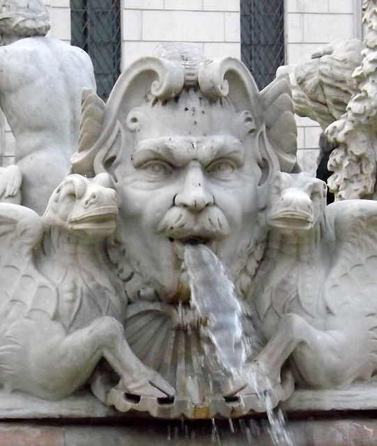 Detail of the Fountain of the Moor in Piazza Navona, July 2012