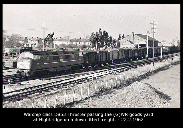 British Railways D853 Thruster at Highbridge on 22.2.1962