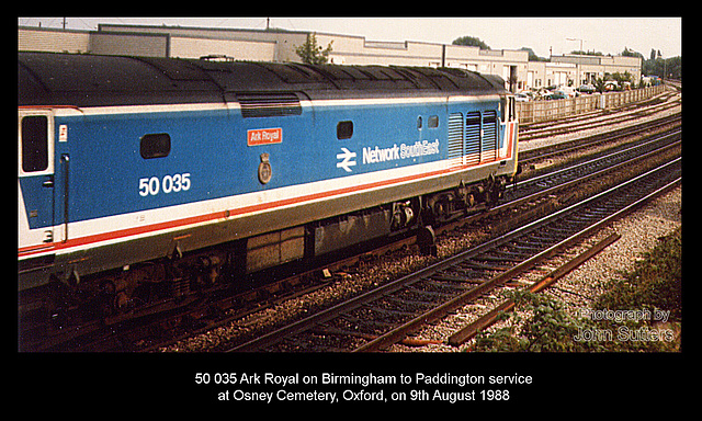 50035 Ark Royal on up passenger at Oxford on 9.8.1988