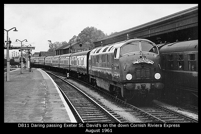 British Railways Warship class D811 Daring - Exeter St David's in August 1961