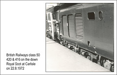 BR class 50  420 & 416 at Carlisle 22.8.1972