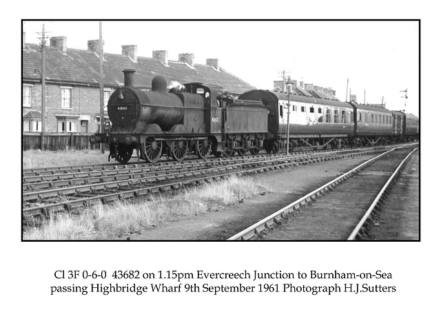 Class 3F 0-6-0  43682 passing Highbridge Wharf 9.9.1961