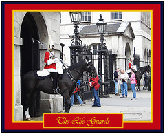 Mounted sentries from The Life Guards at Whitehall, London, 16.9.2005
