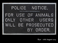 'For use of animals' sign on sale in Rye 16.8.2007
