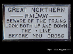 Great Northern Railway sign on sale in Rye 16.8.2007