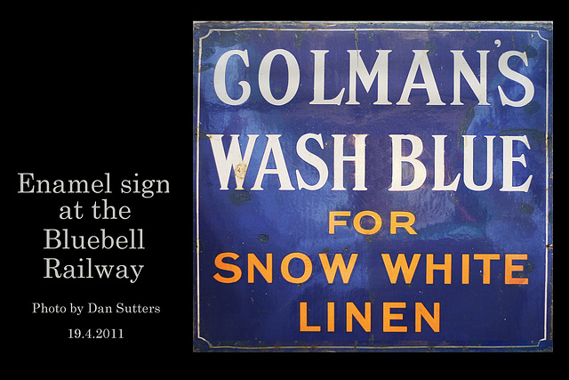 Colman's Wash Blue sign Bluebell Railway - photo by Dan Sutters - 19.4.2011