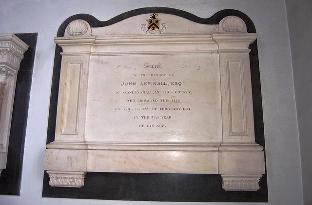 Memorial to John Aspinal Saint Mary Magdalene's Church Clitheroe, Lancashire