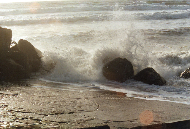 The waves are being exuberant