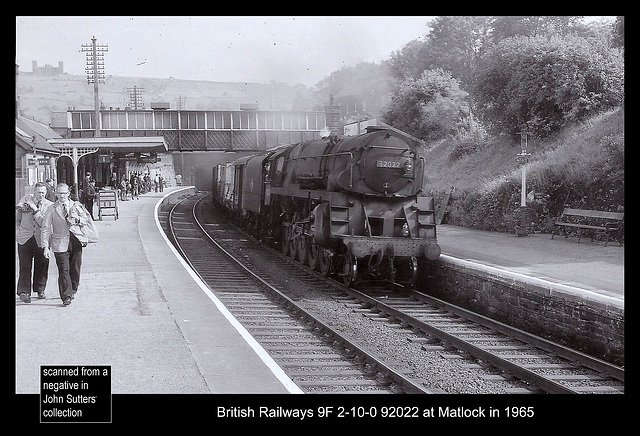 British Railways Crosti-boilered 2-10-0 92022 at Matlock - 3.8.1965