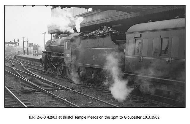 B.R. 2-6-0 42903 - Bristol Temple Meads - 10.3.1962