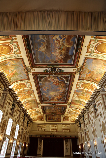 Ceiling and wall detail in the Haydn Concert Hall, Esterhazy Palace.