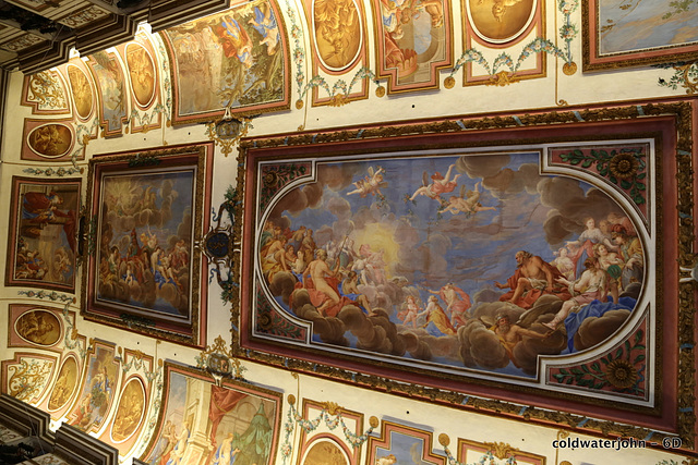 Ceiling and wall detail in the Haydn Concert Hall, Esterhazy Palace.