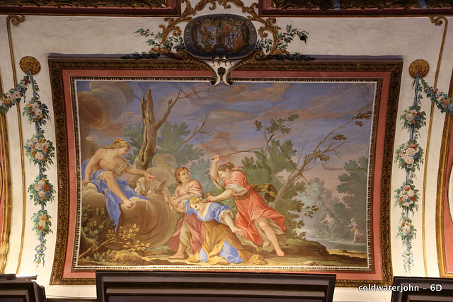 Ceiling and wall detail in the Haydn Concert Hall, Esterhazy Palace.