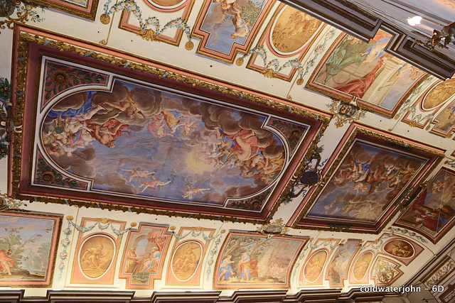 Ceiling and wall detail in the Haydn Concert Hall, Esterhazy Palace.