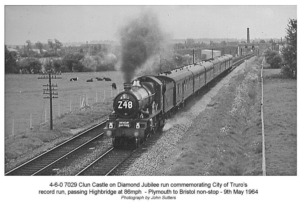 4-6-0 7029 Clun Castle on City of Truro commemorative run - 9.5.1964