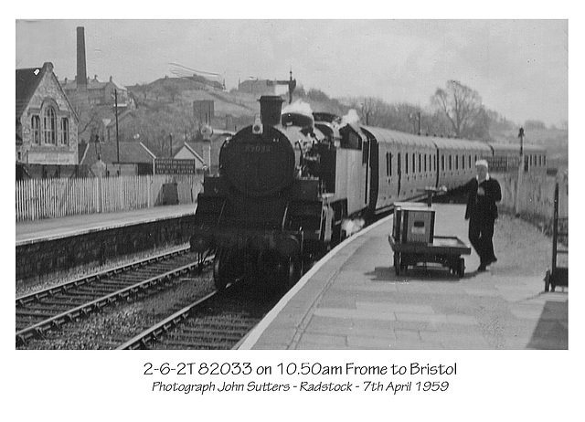 2-6-2T 82033 at Radstock on 7.4.1959