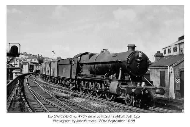 GWR 2-8-0 4707 at Bath Spa - 20.9.1958