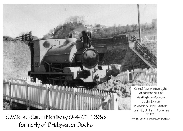 Cardiff Railway 0-4-0T GWR 1338 -Yieldingtree Museum photo by Dr. Keith Coombes