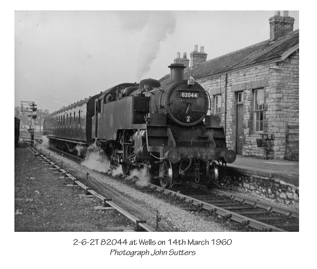 2-6-2T 82044 at Wells on 14th March 1960