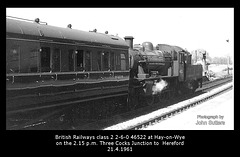 British Railways class 2  2-6-0 46522 - Hay-on-Wye - 21.4.1961