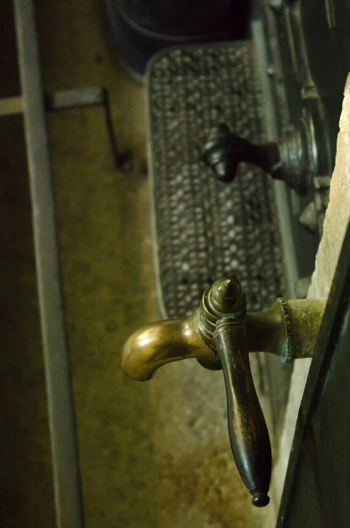 Hot water tap on Victorian fireplace