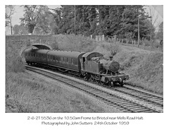 EX-G.W.R. 2-6-2T 5536 Frome to Bristol nr Mells Rd  24 10 59