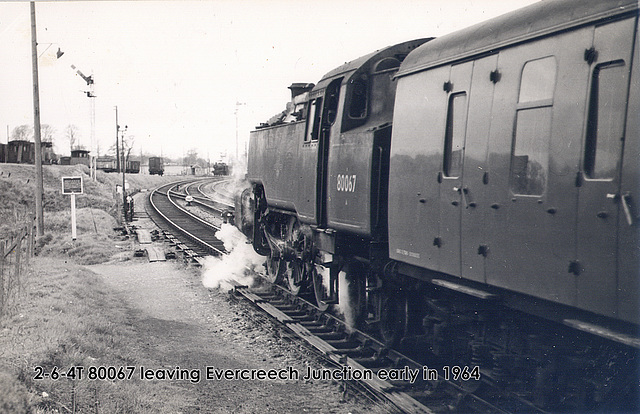 2-6-4T 80067 leaving at Evercreech Junction early in 1964