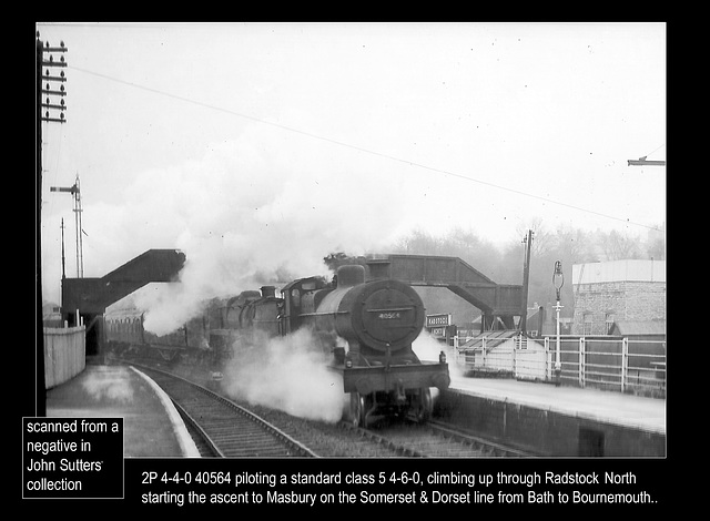 On the Somerset & Dorset - 2P 4-4-0 40564 with a standard class 5 at Radstock