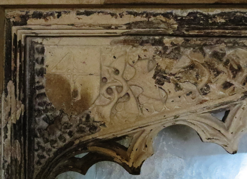 st. john the baptist's church, bristol,detail of early c16 tomb in crypt with incised slab showing merchant and wives