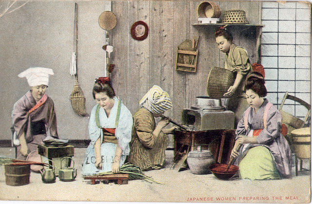 Japanese women preparing the meal