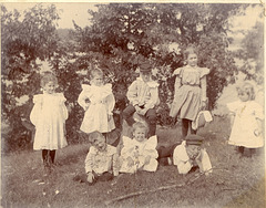 Cousins at the lake house in Wisconsin, about 1900.
