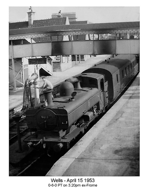 0-6-0PT 9612 on Wells passenger train 15.4.1953