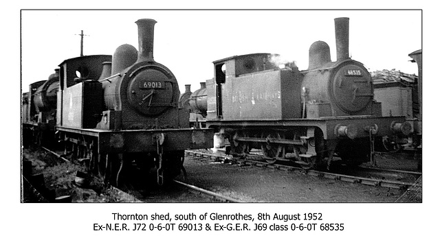 Thornton shed Fife 8.8.1952 J72 69013 & J69 68535