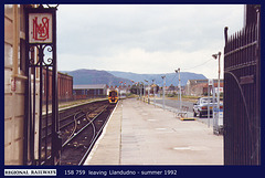 BR DMU 158 759 leaving Llandudno Station - 1992