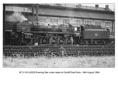 9F 2 10 0 92220 Evening Star repairs Cardiff E Dock 24 8 1964