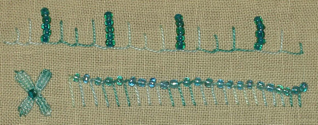 ##118 - 119 - Beaded Buttonhole and Woven Trellis