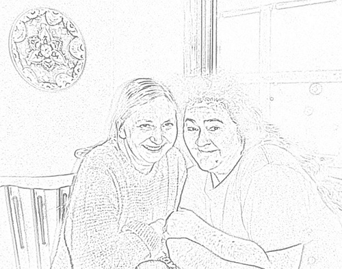 "magic drawing" of Karen & Sandy